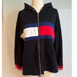 Tommy Hilfiger Sport Black Flag Striped Full Zip‎ Track Jacket Size 1X